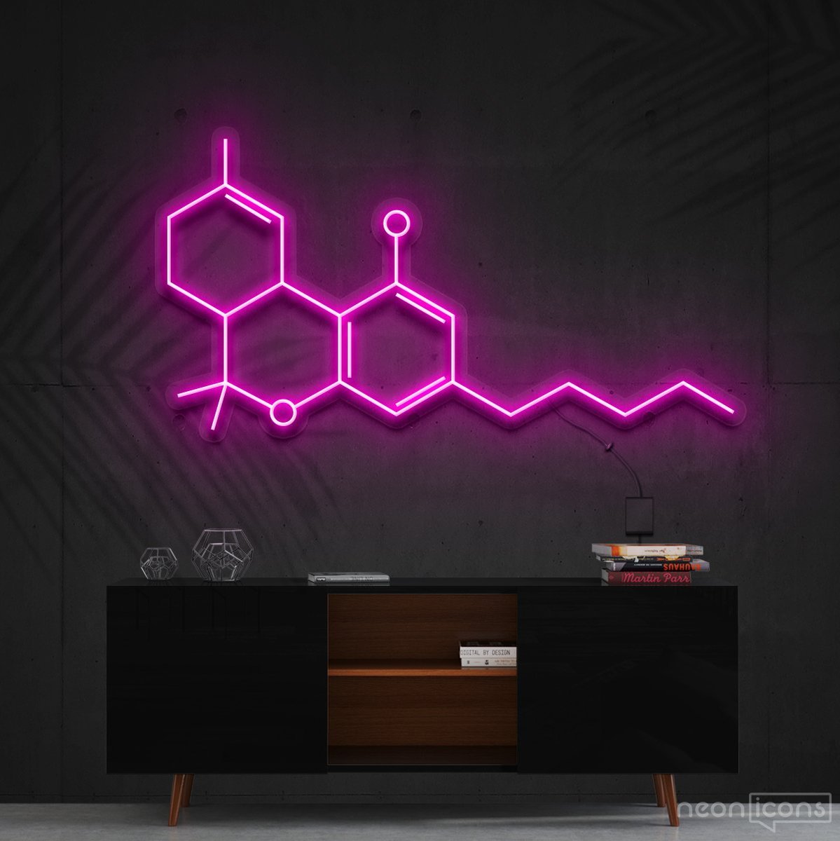 "THC Molecule" Neon Sign 60cm (2ft) / Pink / Cut to Shape by Neon Icons