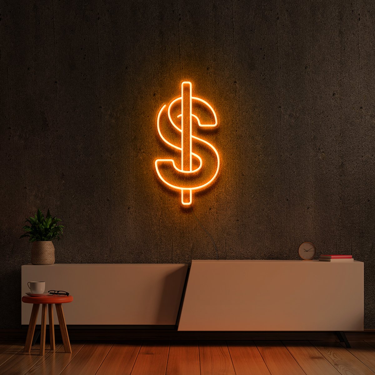 "The Dollar" Neon Sign 60cm (2ft) / Orange / LED Neon by Neon Icons
