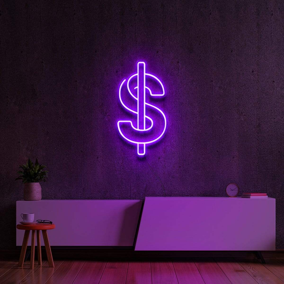 "The Dollar" Neon Sign 60cm (2ft) / Purple / LED Neon by Neon Icons
