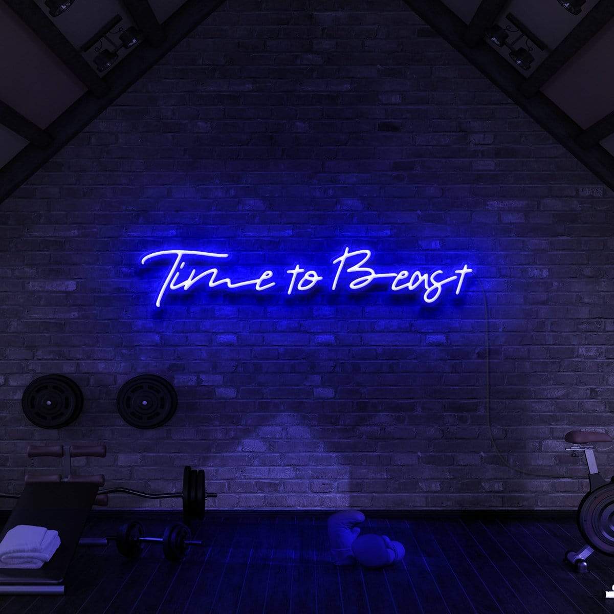 "Time to Beast" Neon Sign for Gyms & Fitness Studios 90cm (3ft) / Blue / LED Neon by Neon Icons