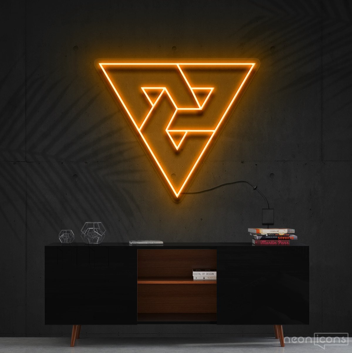 "Triangles?" Neon Sign 60cm (2ft) / Orange / Cut to Shape by Neon Icons