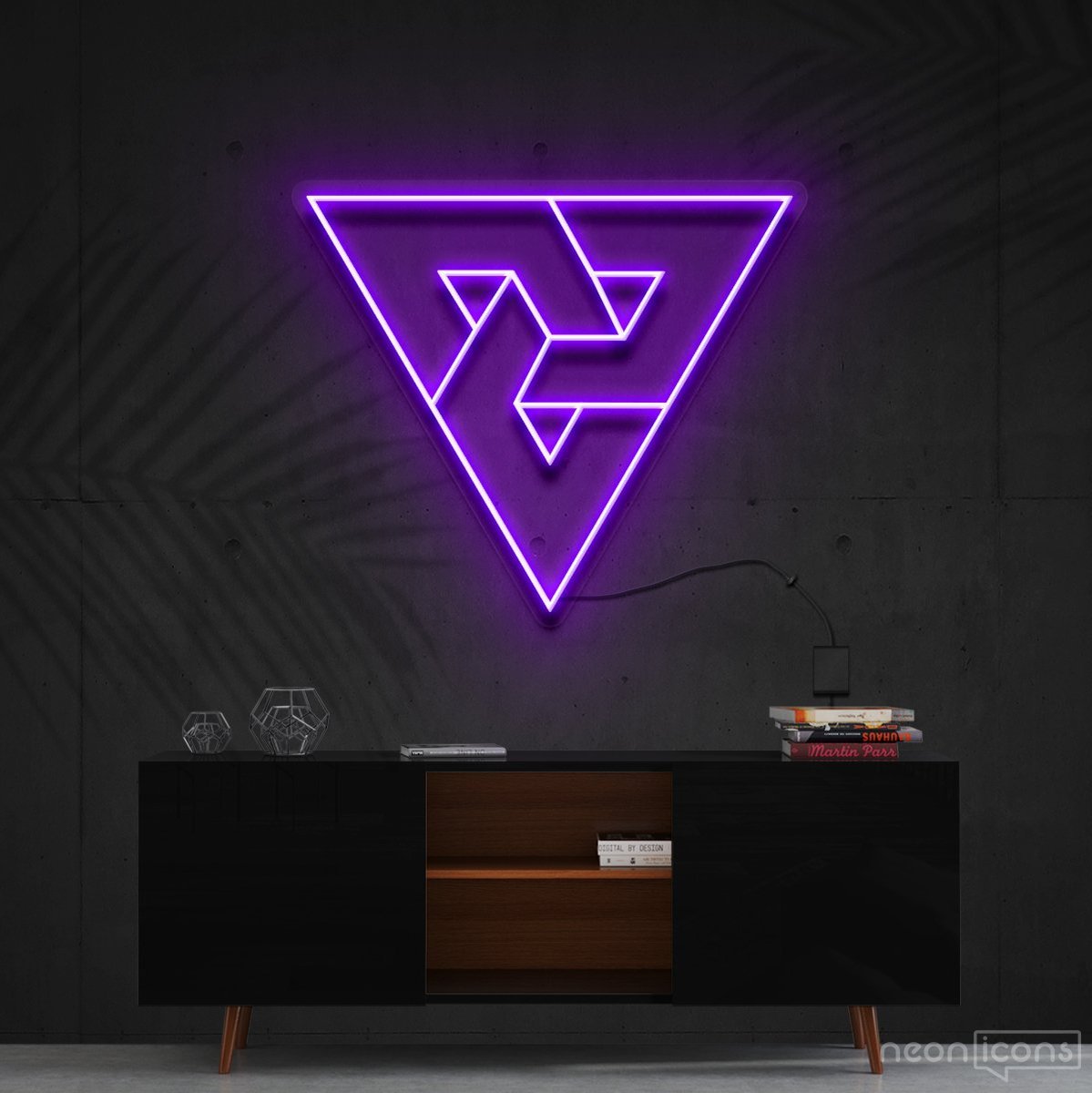 "Triangles?" Neon Sign 60cm (2ft) / Purple / Cut to Shape by Neon Icons