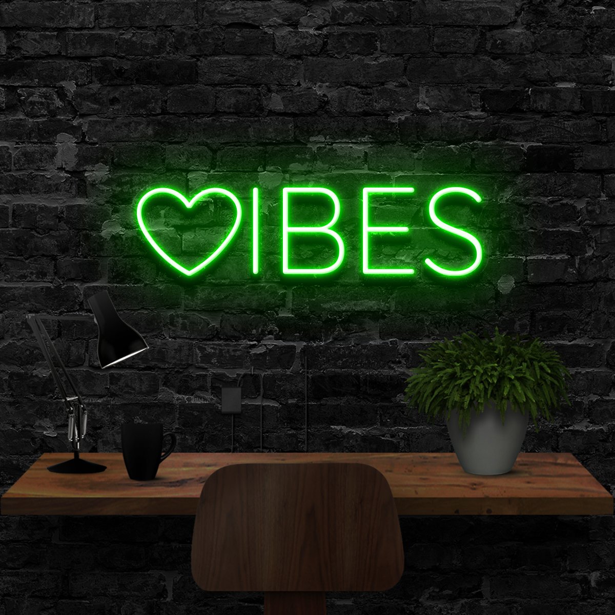 "VIBES" Neon Sign 40cm (1.3ft) / Green / LED Neon by Neon Icons
