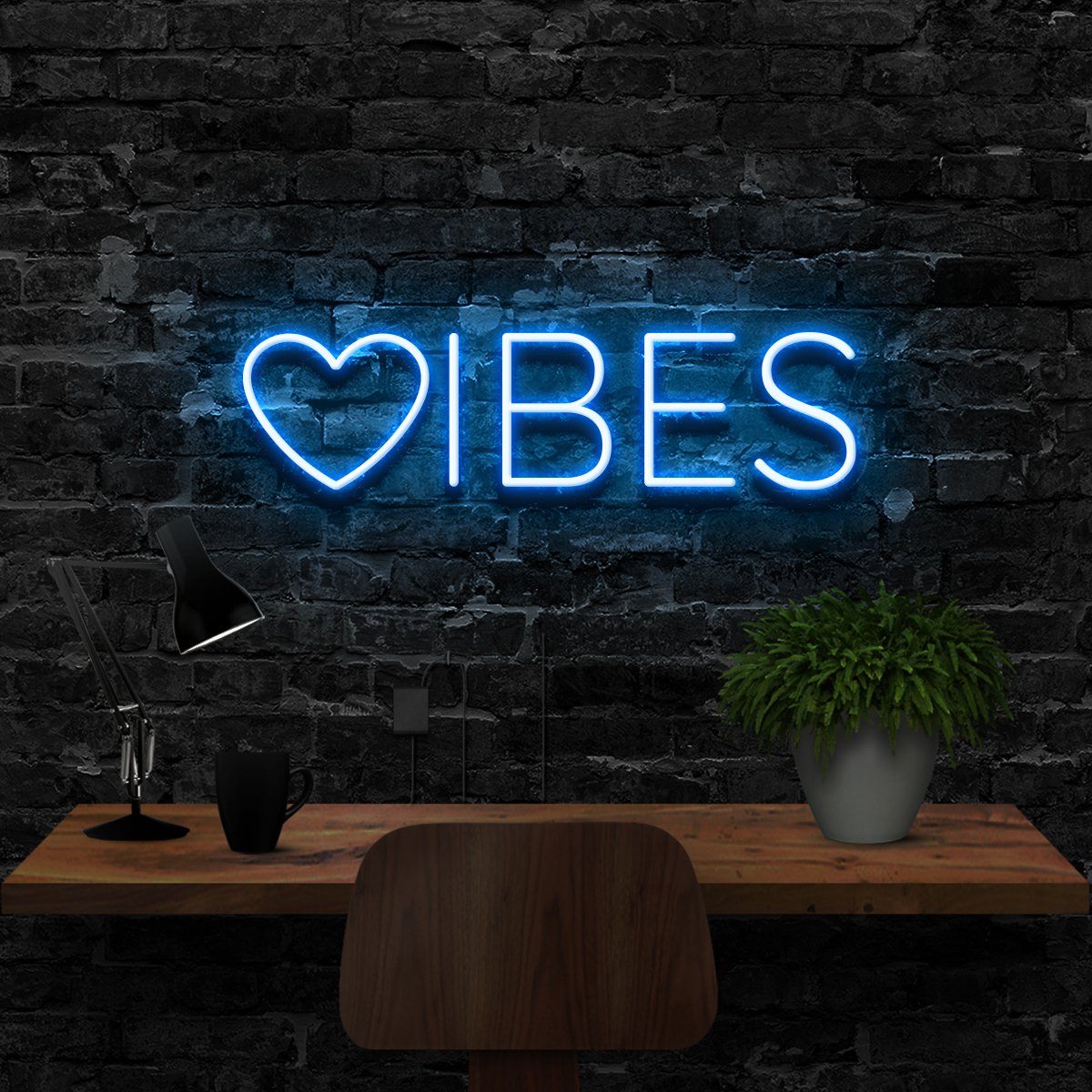 "VIBES" Neon Sign 40cm (1.3ft) / Ice Blue / LED Neon by Neon Icons