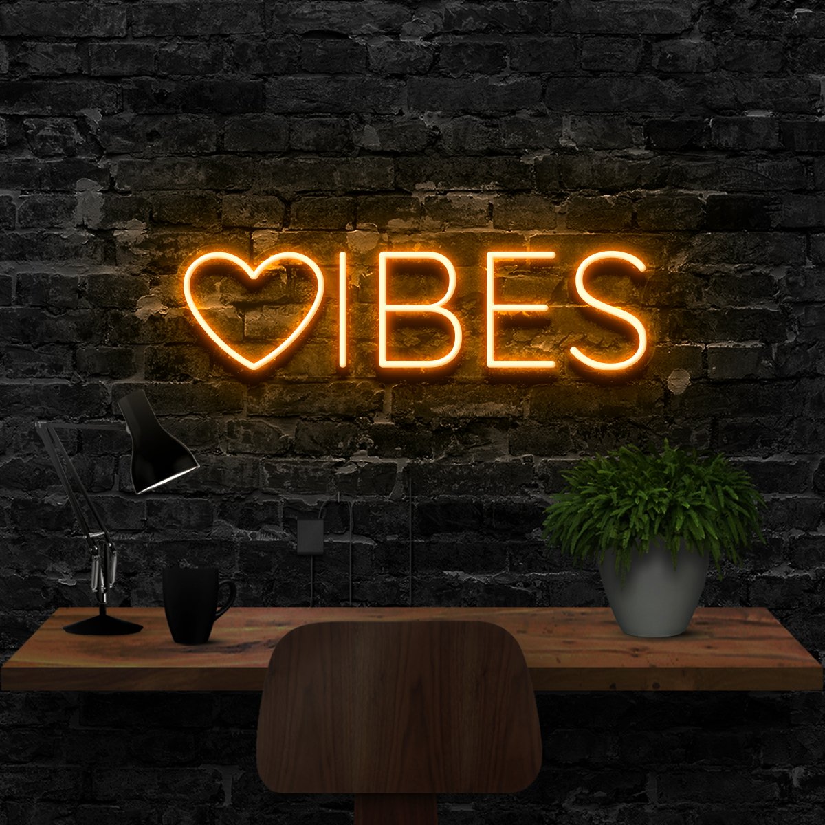 "VIBES" Neon Sign 40cm (1.3ft) / Orange / LED Neon by Neon Icons