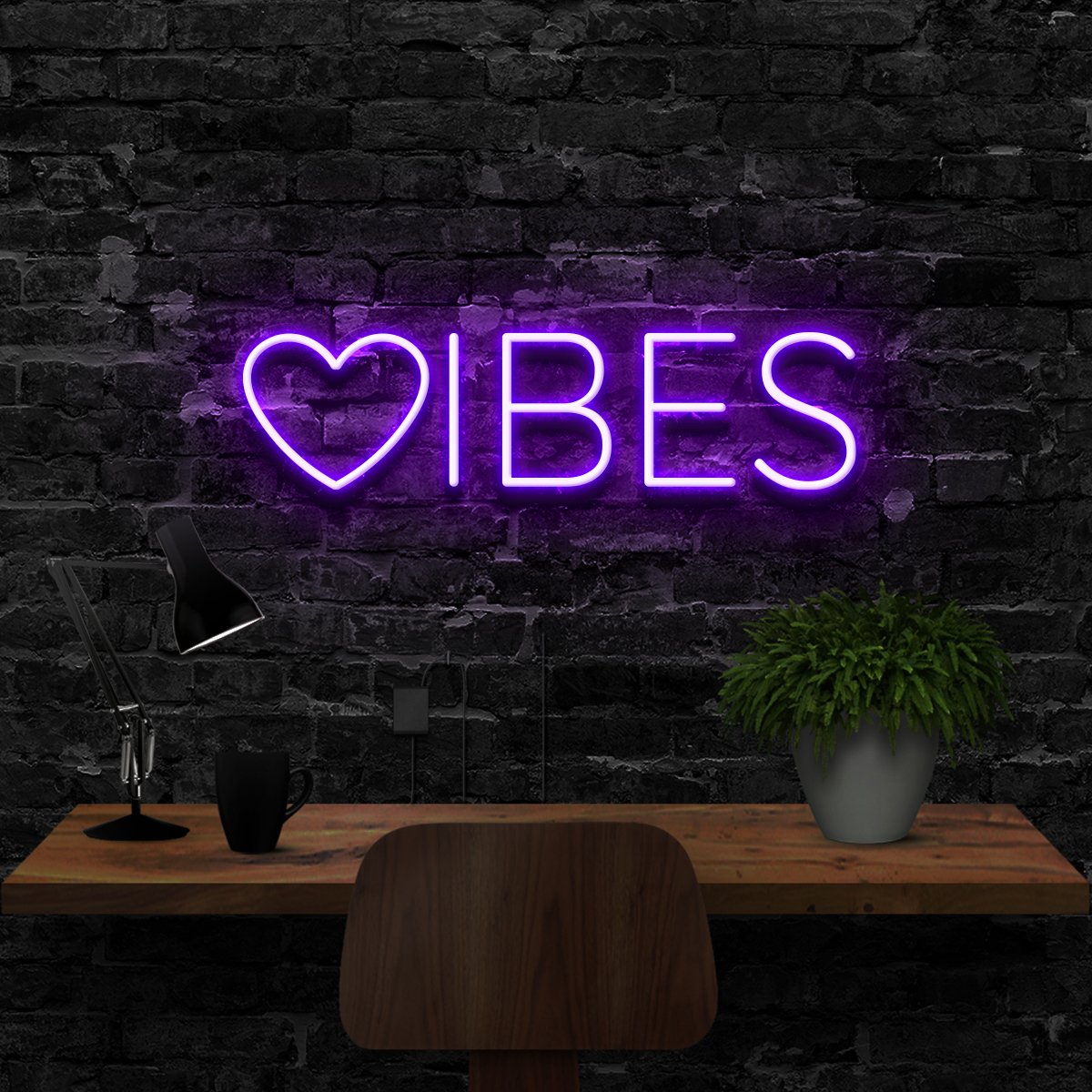 "VIBES" Neon Sign 40cm (1.3ft) / Purple / LED Neon by Neon Icons