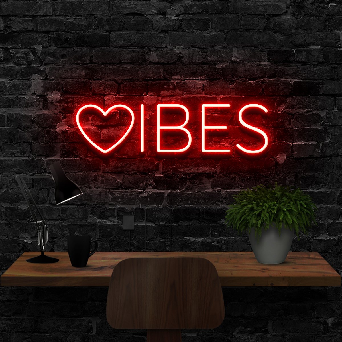 "VIBES" Neon Sign 40cm (1.3ft) / Red / LED Neon by Neon Icons
