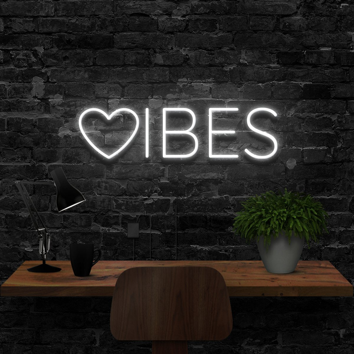 "VIBES" Neon Sign 40cm (1.3ft) / White / LED Neon by Neon Icons