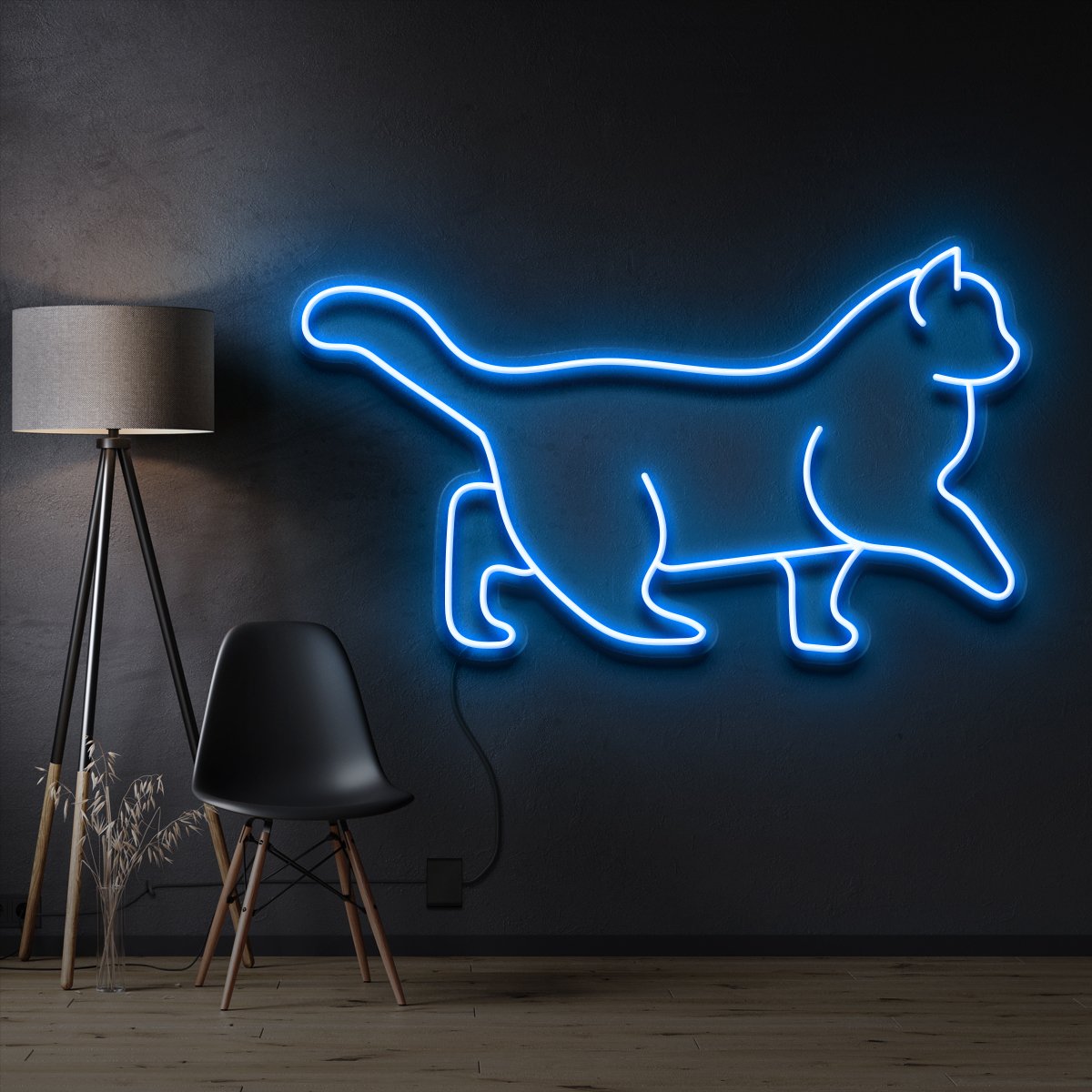 "Walking Cat" Pet Neon Sign 60cm / Ice Blue / Cut to Shape by Neon Icons