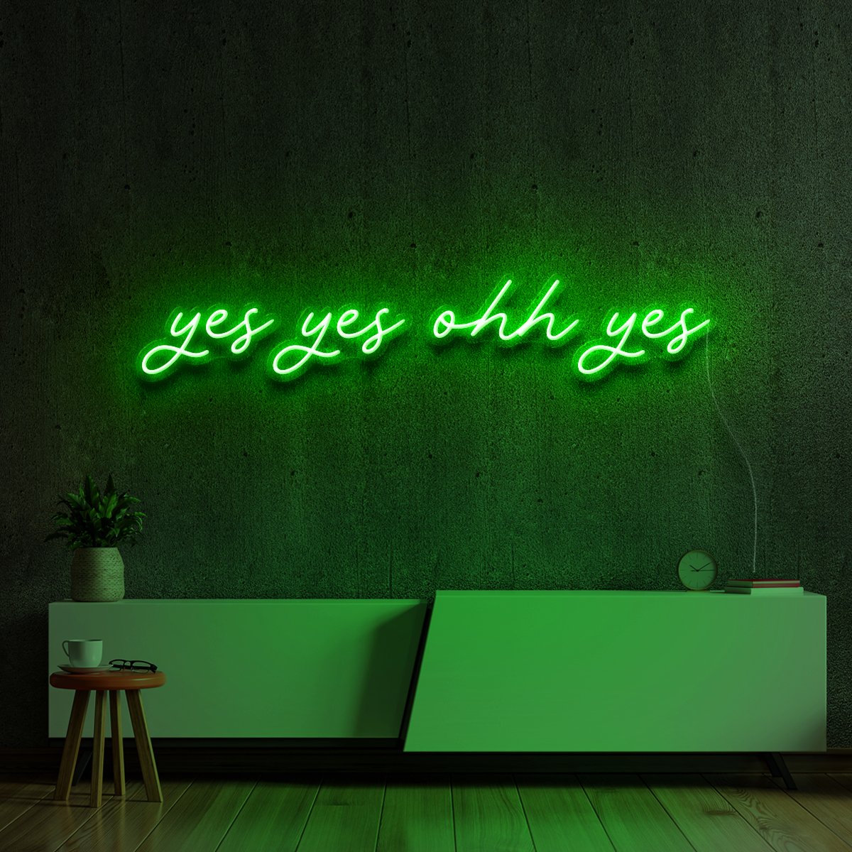 "Yes Yes Ohh Yes" Neon Sign 90cm (3ft) / Green / LED Neon by Neon Icons