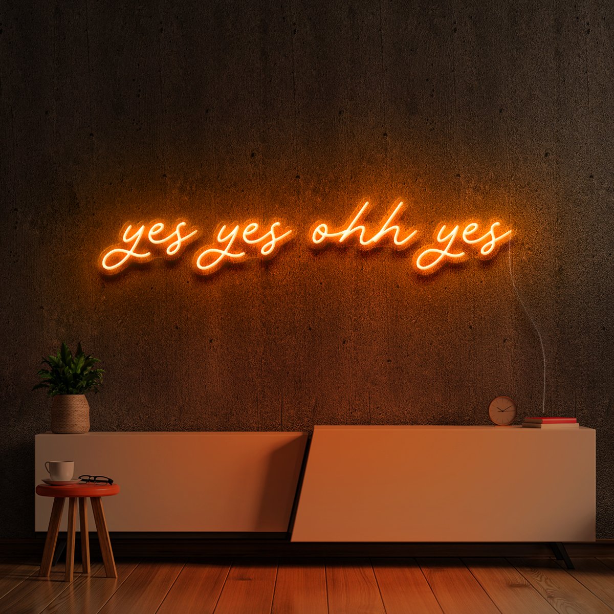 "Yes Yes Ohh Yes" Neon Sign 90cm (3ft) / Orange / LED Neon by Neon Icons