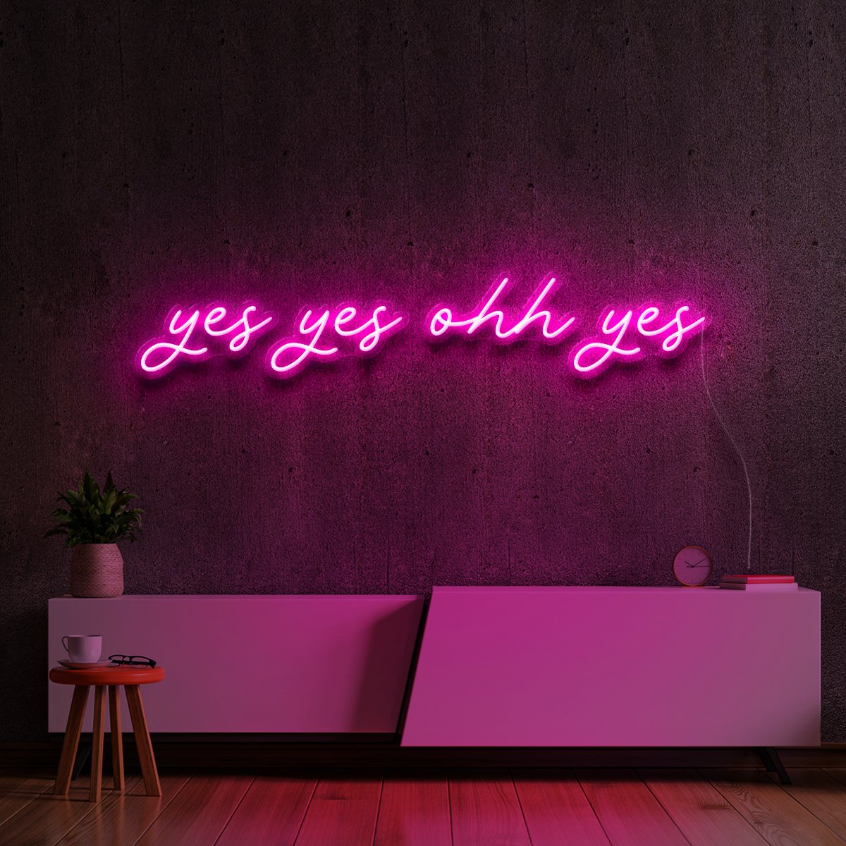 "Yes Yes Ohh Yes" Neon Sign 90cm (3ft) / Pink / LED Neon by Neon Icons