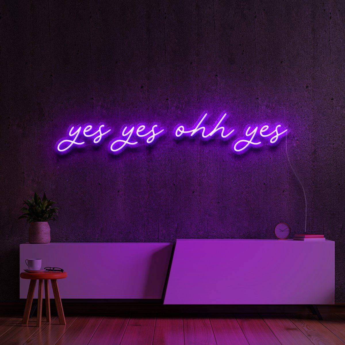 "Yes Yes Ohh Yes" Neon Sign 90cm (3ft) / Purple / LED Neon by Neon Icons