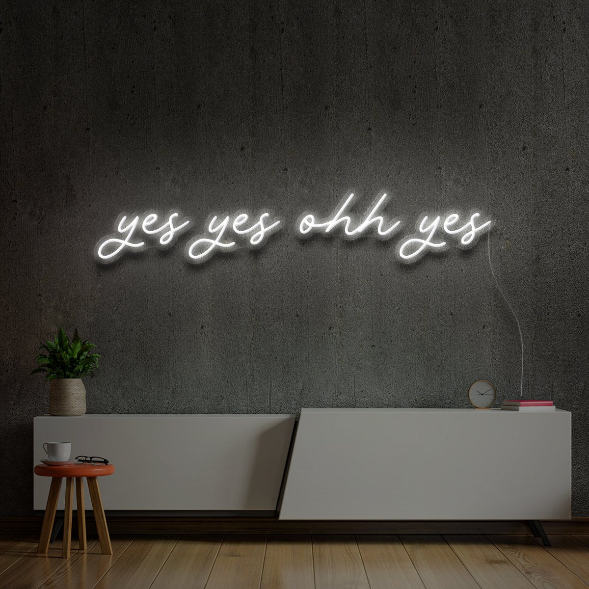 "Yes Yes Ohh Yes" Neon Sign 90cm (3ft) / White / LED Neon by Neon Icons