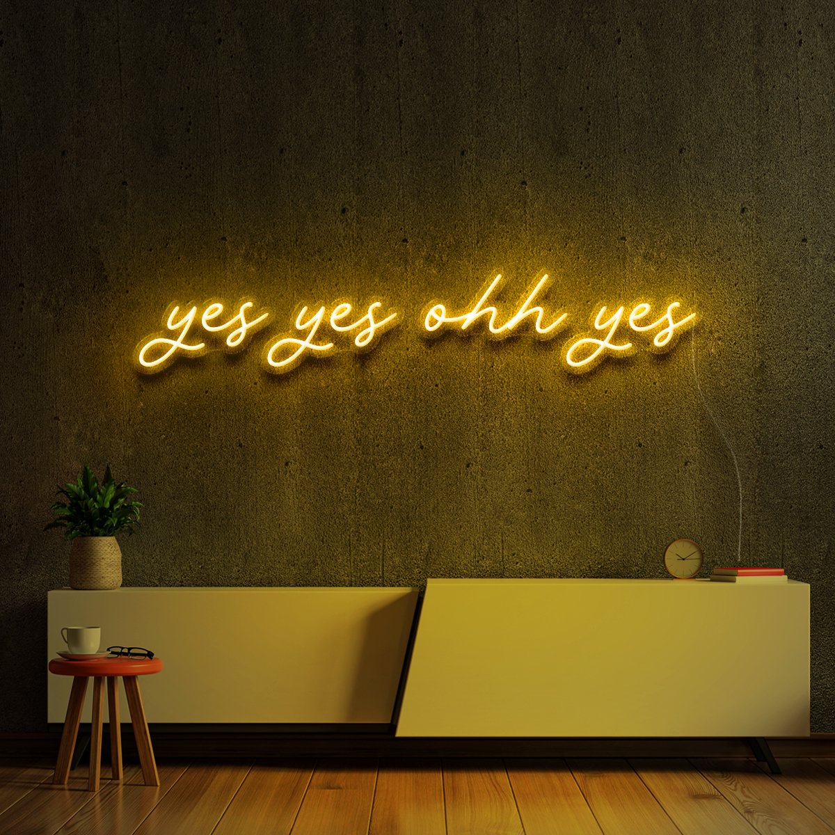 "Yes Yes Ohh Yes" Neon Sign 90cm (3ft) / Yellow / LED Neon by Neon Icons