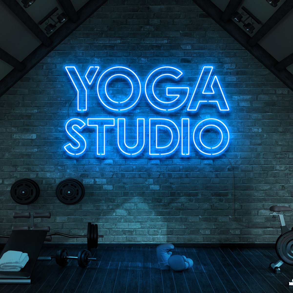 "Yoga Studio" Neon Sign for Gyms & Fitness Studios 90cm (3ft) / Ice Blue / LED Neon by Neon Icons