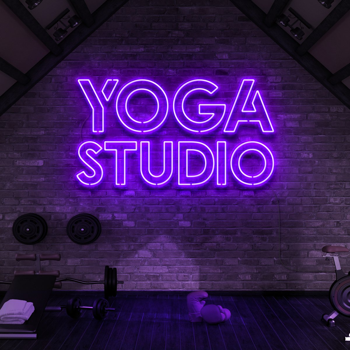 "Yoga Studio" Neon Sign for Gyms & Fitness Studios 90cm (3ft) / Purple / LED Neon by Neon Icons