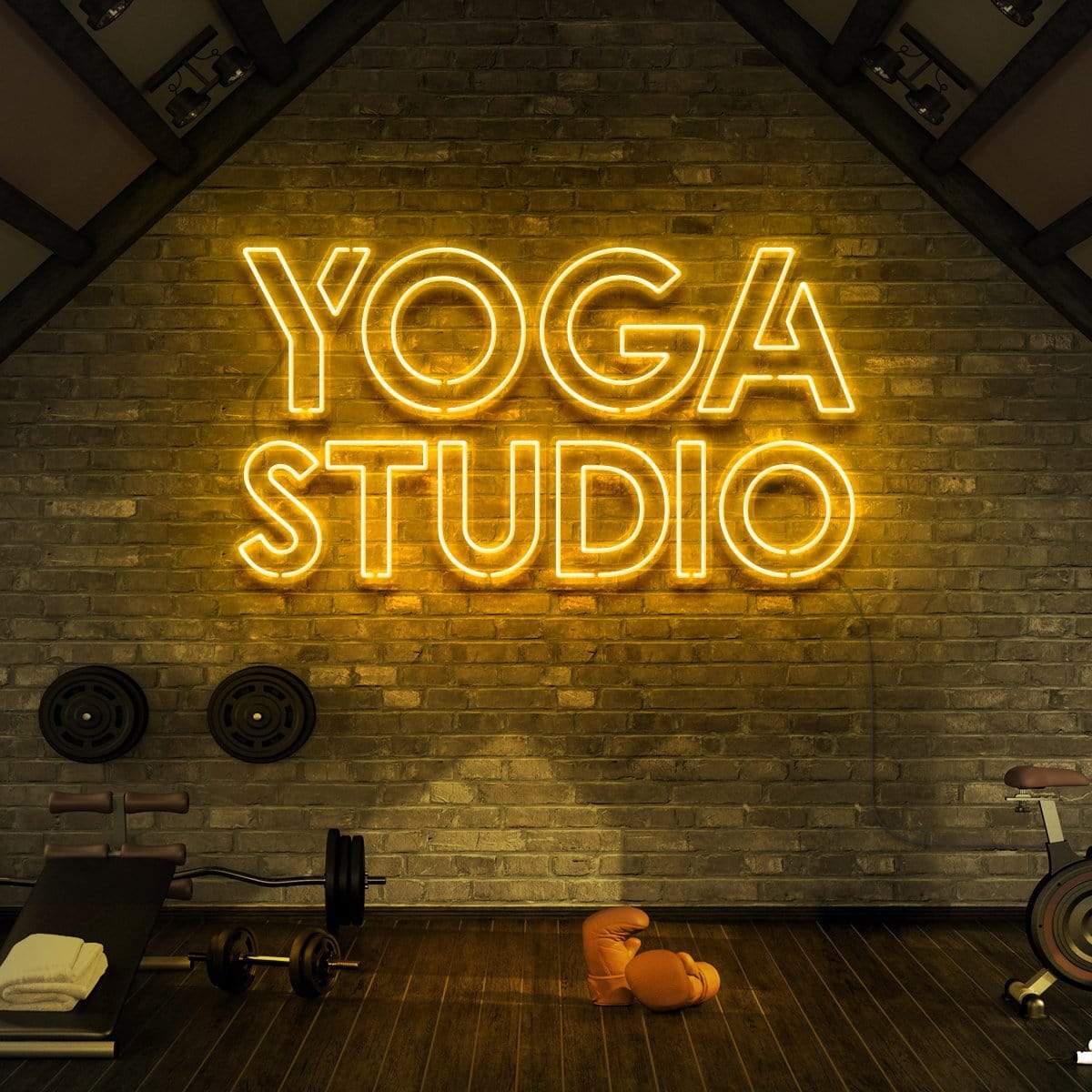 "Yoga Studio" Neon Sign for Gyms & Fitness Studios 90cm (3ft) / Yellow / LED Neon by Neon Icons