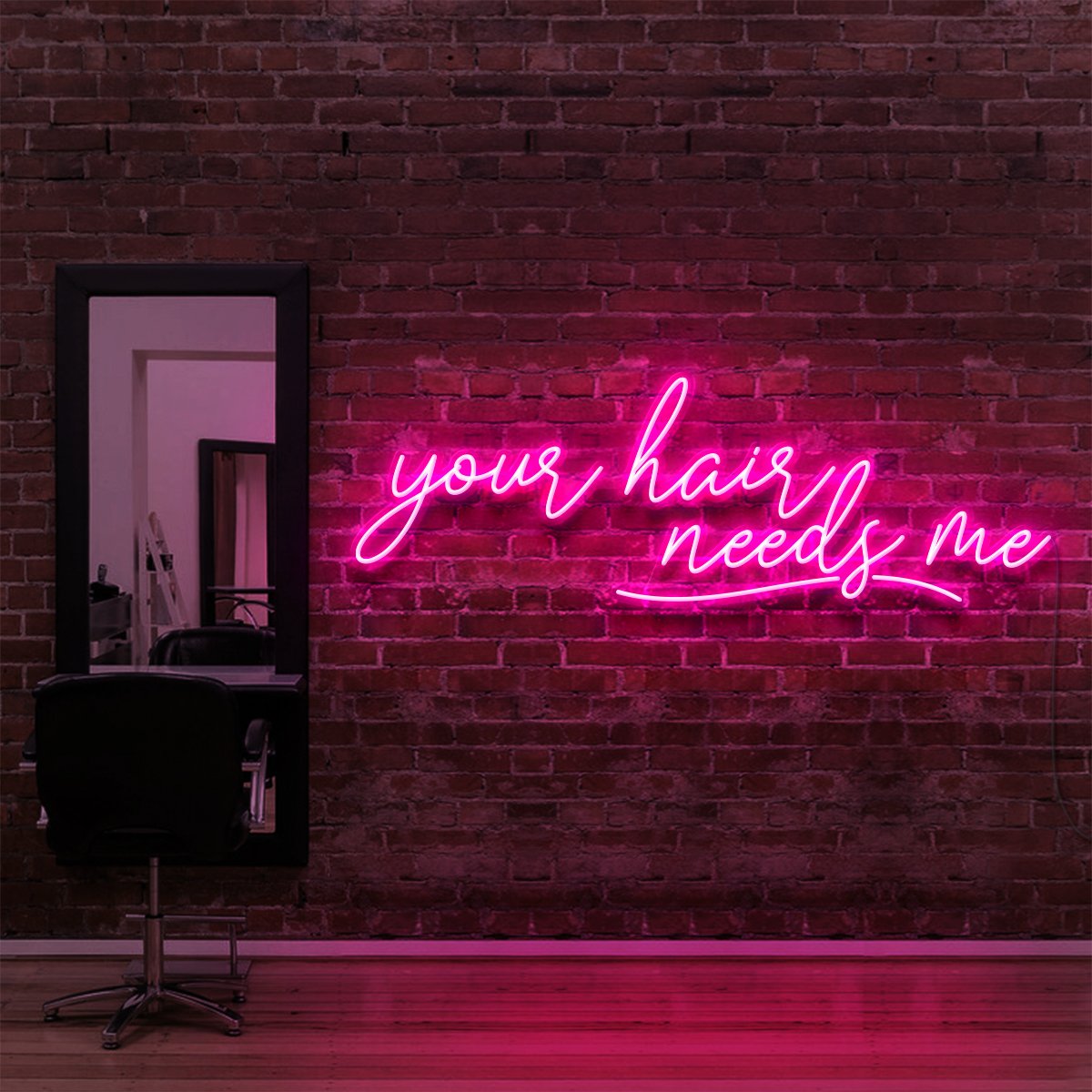 "Your Hair Needs Me" Neon Sign for Hair Salons & Barbershops by Neon Icons